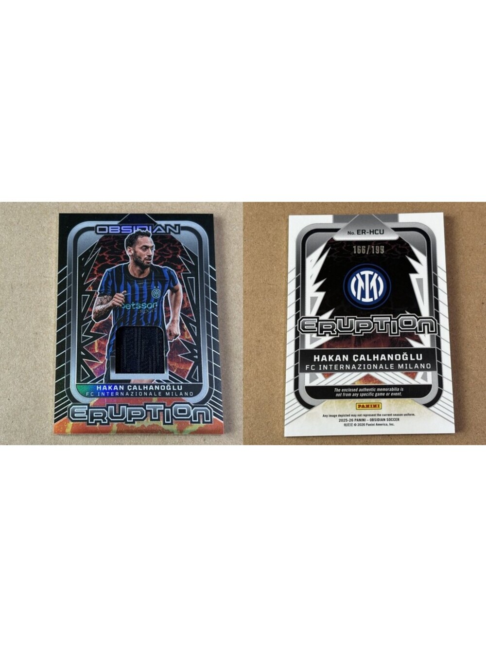 2025-26 Panini Obsidian Hakan Calhanoglu #ER-HCU Eruption #/199 - Picture 3 of 3
